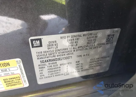 2014 Buick Enclave Convenience из США, поврежденный, VIN 5GAKRAKD3EJ130071